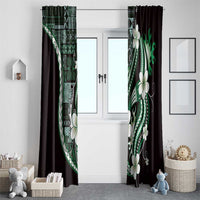 Samoa Siapo Tribal Pattern Window Curtain Forest Green Polynesian Plumeria Tapa Motif