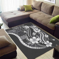 Samoa Siapo Tribal Pattern Area Rug Light Gray Polynesian Plumeria Tapa Motif