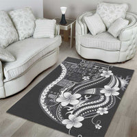 Samoa Siapo Tribal Pattern Area Rug Light Gray Polynesian Plumeria Tapa Motif