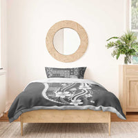 Samoa Siapo Tribal Pattern Bedding Set Light Gray Polynesian Plumeria Tapa Motif