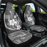Samoa Siapo Tribal Pattern Car Seat Cover Light Gray Polynesian Plumeria Tapa Motif