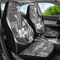 Samoa Siapo Tribal Pattern Car Seat Cover Light Gray Polynesian Plumeria Tapa Motif