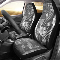 Samoa Siapo Tribal Pattern Car Seat Cover Light Gray Polynesian Plumeria Tapa Motif