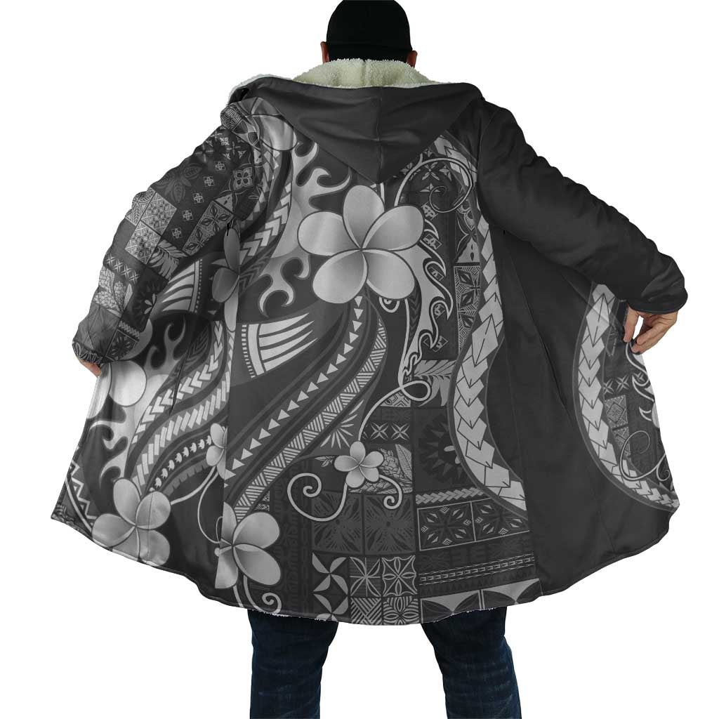 Samoa Siapo Tribal Pattern Cloak Light Gray Polynesian Plumeria Tapa Motif