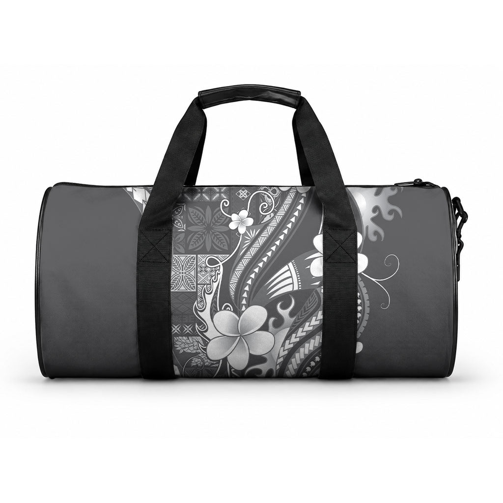 Samoa Siapo Tribal Pattern Duffle Bag Light Gray Polynesian Plumeria Tapa Motif LT9 One size Blue - Polynesian Pride