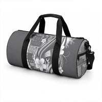 Samoa Siapo Tribal Pattern Duffle Bag Light Gray Polynesian Plumeria Tapa Motif LT9 - Polynesian Pride