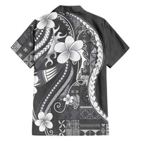 Samoa Siapo Tribal Pattern Family Matching Summer Maxi Dress and Hawaiian Shirt Light Gray Polynesian Plumeria Tapa Motif LT9 - Polynesian Pride