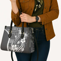 Samoa Siapo Tribal Pattern Leather Bag Light Gray Polynesian Plumeria Tapa Motif