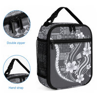 Samoa Siapo Tribal Pattern Lunch Bag Light Gray Polynesian Plumeria Tapa Motif LT9 - Polynesian Pride