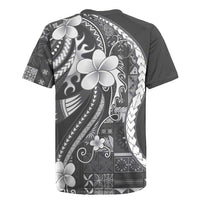 Samoa Siapo Tribal Pattern Rugby Jersey Light Gray Polynesian Plumeria Tapa Motif