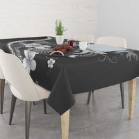 Samoa Siapo Tribal Pattern Tablecloth Light Gray Polynesian Plumeria Tapa Motif