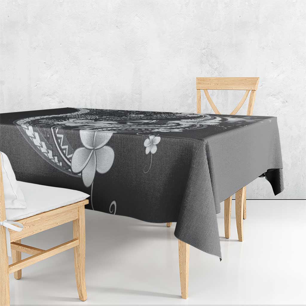 Samoa Siapo Tribal Pattern Tablecloth Light Gray Polynesian Plumeria Tapa Motif