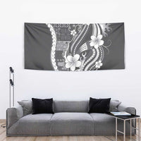 Samoa Siapo Tribal Pattern Tapestry Light Gray Polynesian Plumeria Tapa Motif