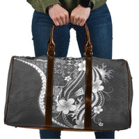 Samoa Siapo Tribal Pattern Travel Bag Light Gray Polynesian Plumeria Tapa Motif