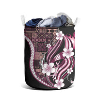 Samoa Siapo Tribal Pattern Laundry Basket Violet Polynesian Plumeria Tapa Motif