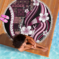 Samoa Siapo Tribal Pattern Beach Blanket Violet Polynesian Plumeria Tapa Motif