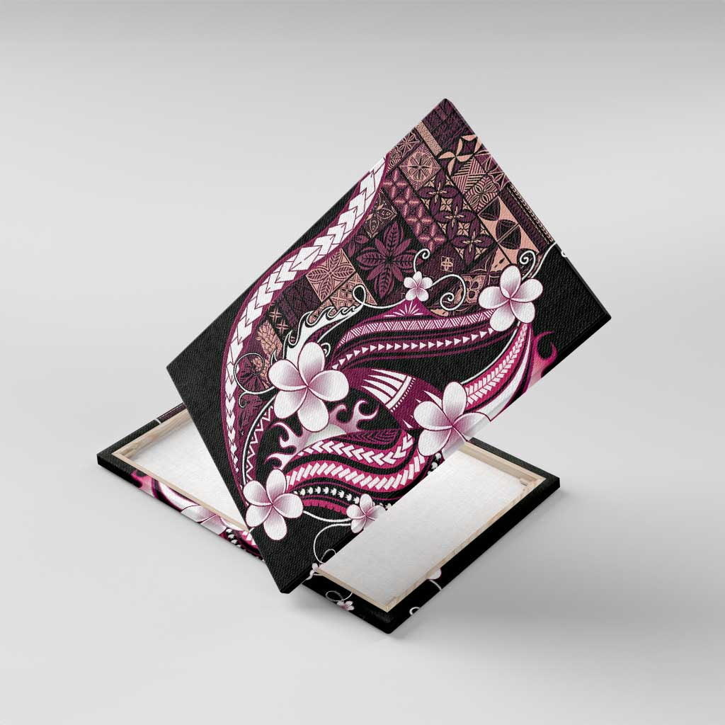 Samoa Siapo Tribal Pattern Canvas Wall Art Violet Polynesian Plumeria Tapa Motif