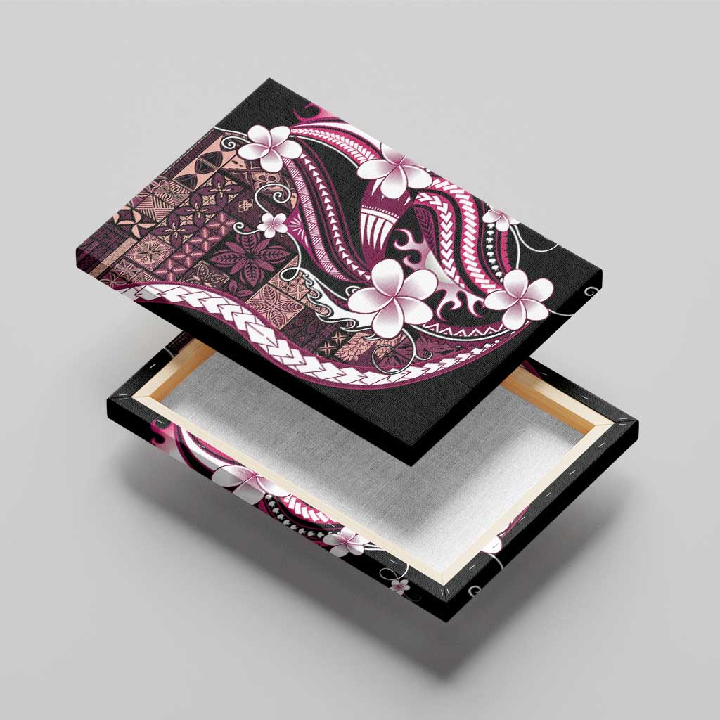 Samoa Siapo Tribal Pattern Canvas Wall Art Violet Polynesian Plumeria Tapa Motif
