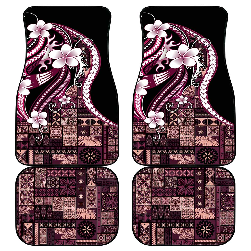 Samoa Siapo Tribal Pattern Car Mats Violet Polynesian Plumeria Tapa Motif