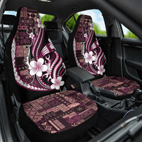 Samoa Siapo Tribal Pattern Car Seat Cover Violet Polynesian Plumeria Tapa Motif