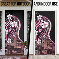 Samoa Siapo Tribal Pattern Door Cover Violet Polynesian Plumeria Tapa Motif