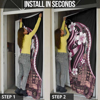 Samoa Siapo Tribal Pattern Door Cover Violet Polynesian Plumeria Tapa Motif