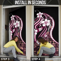 Samoa Siapo Tribal Pattern Door Cover Violet Polynesian Plumeria Tapa Motif