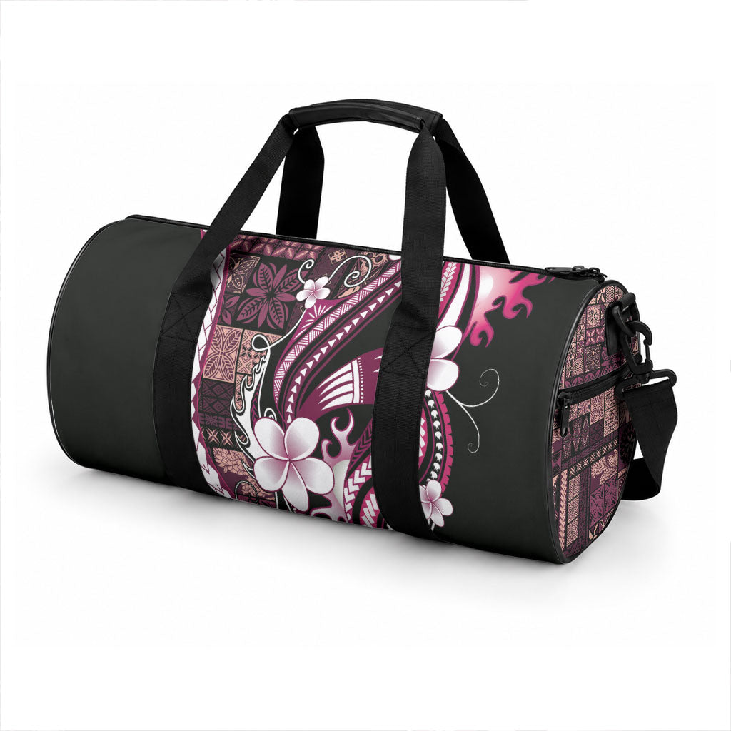 Samoa Siapo Tribal Pattern Duffle Bag Violet Polynesian Plumeria Tapa Motif LT9 - Polynesian Pride