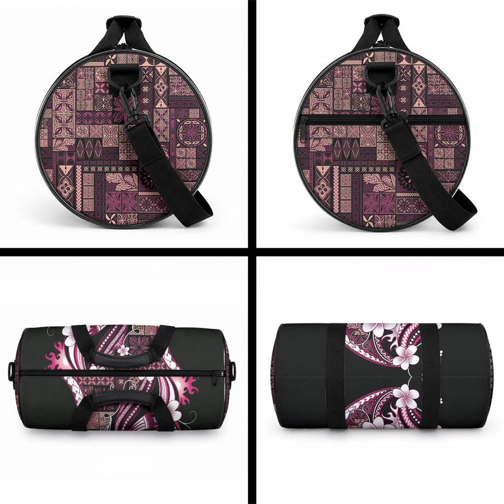 Samoa Siapo Tribal Pattern Duffle Bag Violet Polynesian Plumeria Tapa Motif LT9 - Polynesian Pride