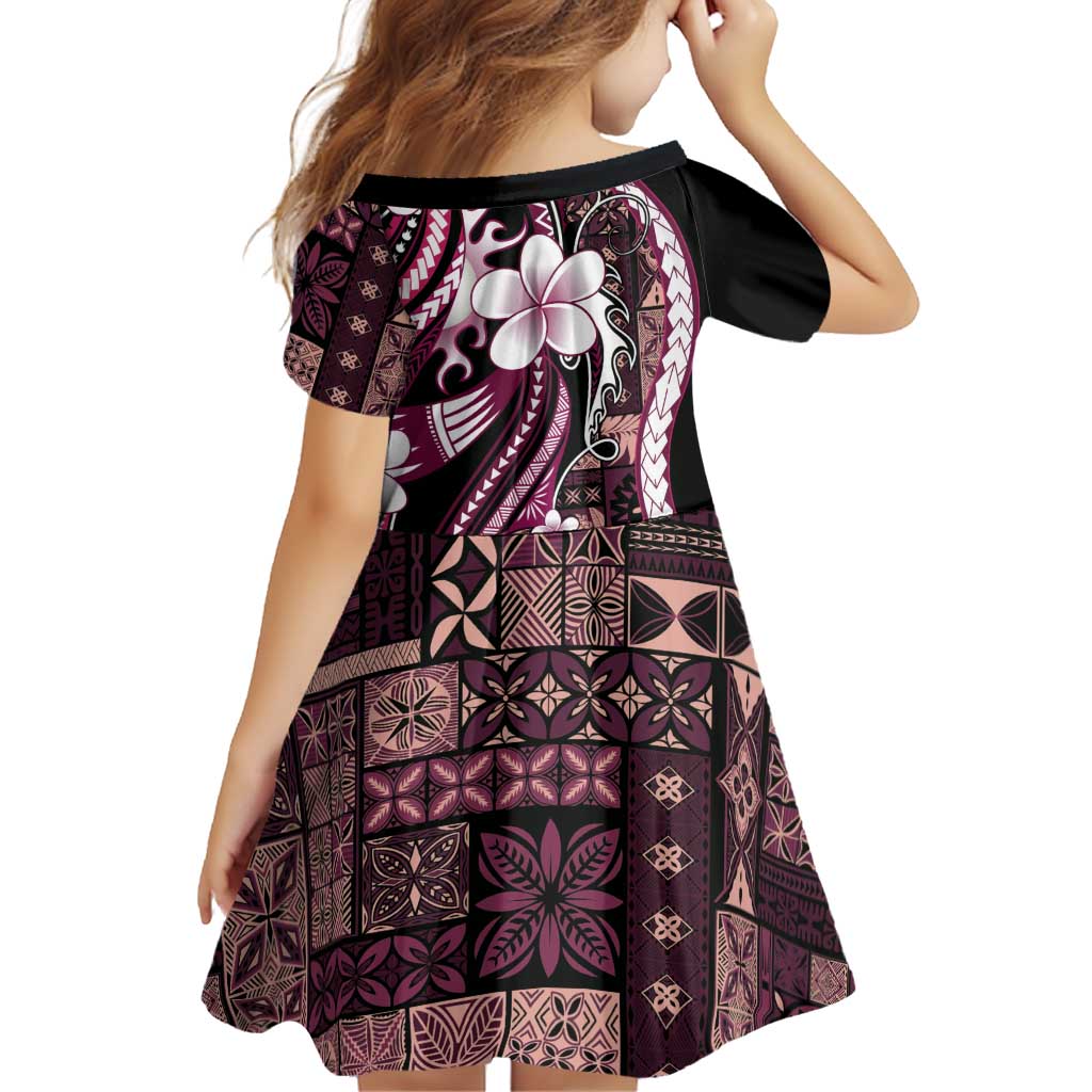 Samoa Siapo Tribal Pattern Family Matching Puletasi and Hawaiian Shirt Violet Polynesian Plumeria Tapa Motif LT9 - Polynesian Pride
