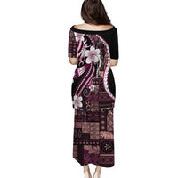 Samoa Siapo Tribal Pattern Family Matching Puletasi and Hawaiian Shirt Violet Polynesian Plumeria Tapa Motif LT9 - Polynesian Pride