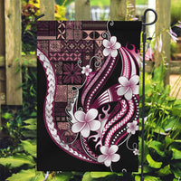 Samoa Siapo Tribal Pattern Garden Flag Violet Polynesian Plumeria Tapa Motif