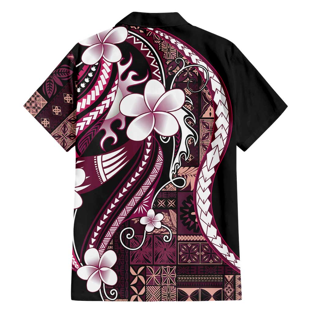 Samoa Siapo Tribal Pattern Hawaiian Shirt Violet Polynesian Plumeria Tapa Motif