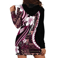 Samoa Siapo Tribal Pattern Hoodie Dress Violet Polynesian Plumeria Tapa Motif