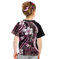 Samoa Siapo Tribal Pattern Kid T Shirt Violet Polynesian Plumeria Tapa Motif