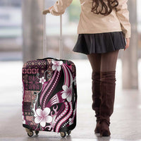 Samoa Siapo Tribal Pattern Luggage Cover Violet Polynesian Plumeria Tapa Motif