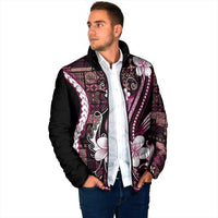 Samoa Siapo Tribal Pattern Padded Jacket Violet Polynesian Plumeria Tapa Motif