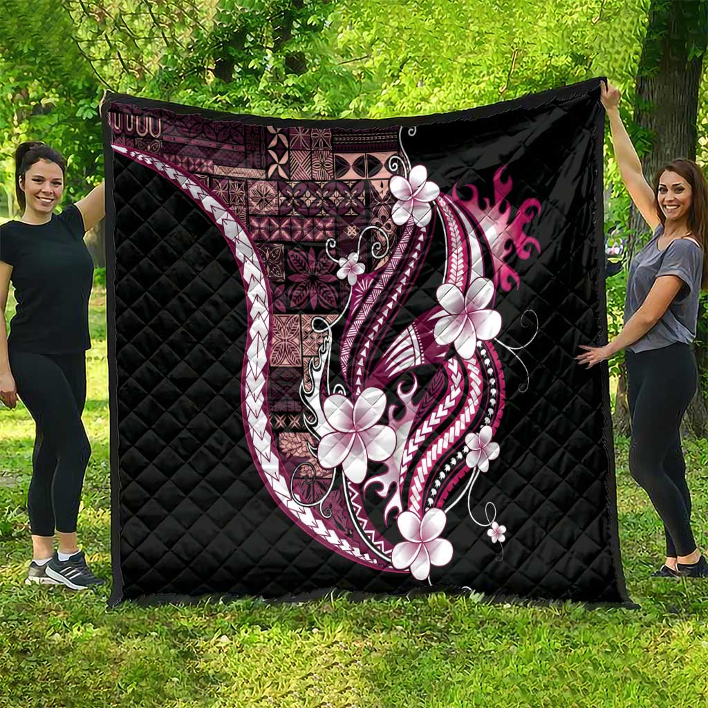 Samoa Siapo Tribal Pattern Quilt Violet Polynesian Plumeria Tapa Motif