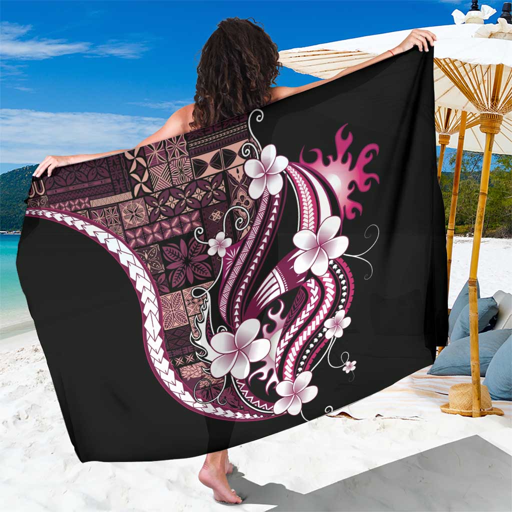 Samoa Siapo Tribal Pattern Sarong Violet Polynesian Plumeria Tapa Motif