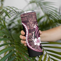 Samoa Siapo Tribal Pattern Skinny Tumbler Violet Polynesian Plumeria Tapa Motif
