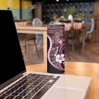 Samoa Siapo Tribal Pattern Skinny Tumbler Violet Polynesian Plumeria Tapa Motif