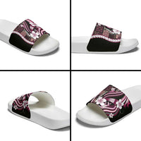 Samoa Siapo Tribal Pattern Slide Sandals Violet Polynesian Plumeria Tapa Motif
