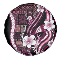 Samoa Siapo Tribal Pattern Spare Tire Cover Violet Polynesian Plumeria Tapa Motif