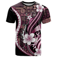 Samoa Siapo Tribal Pattern T Shirt Violet Polynesian Plumeria Tapa Motif
