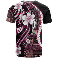 Samoa Siapo Tribal Pattern T Shirt Violet Polynesian Plumeria Tapa Motif