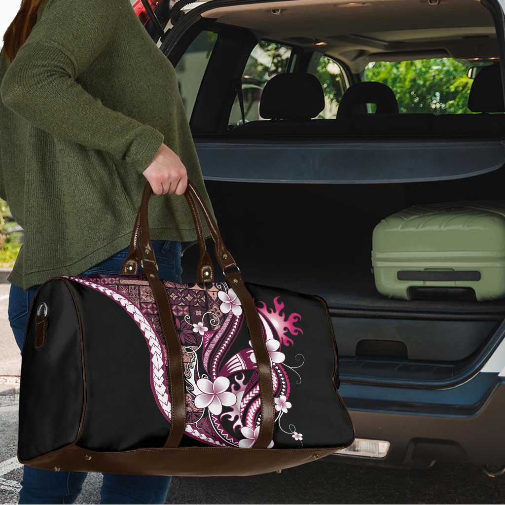Samoa Siapo Tribal Pattern Travel Bag Violet Polynesian Plumeria Tapa Motif