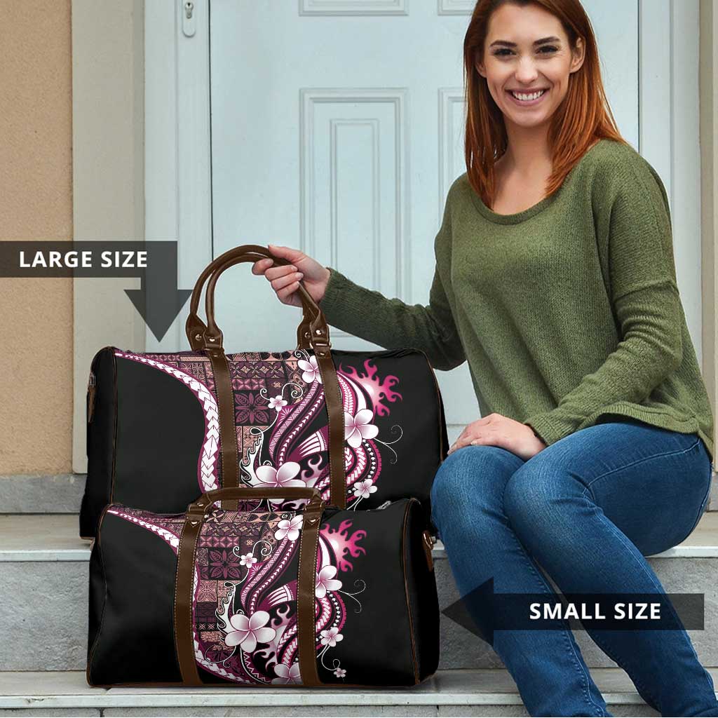 Samoa Siapo Tribal Pattern Travel Bag Violet Polynesian Plumeria Tapa Motif