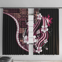 Samoa Siapo Tribal Pattern Window Curtain Violet Polynesian Plumeria Tapa Motif