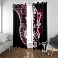 Samoa Siapo Tribal Pattern Window Curtain Violet Polynesian Plumeria Tapa Motif
