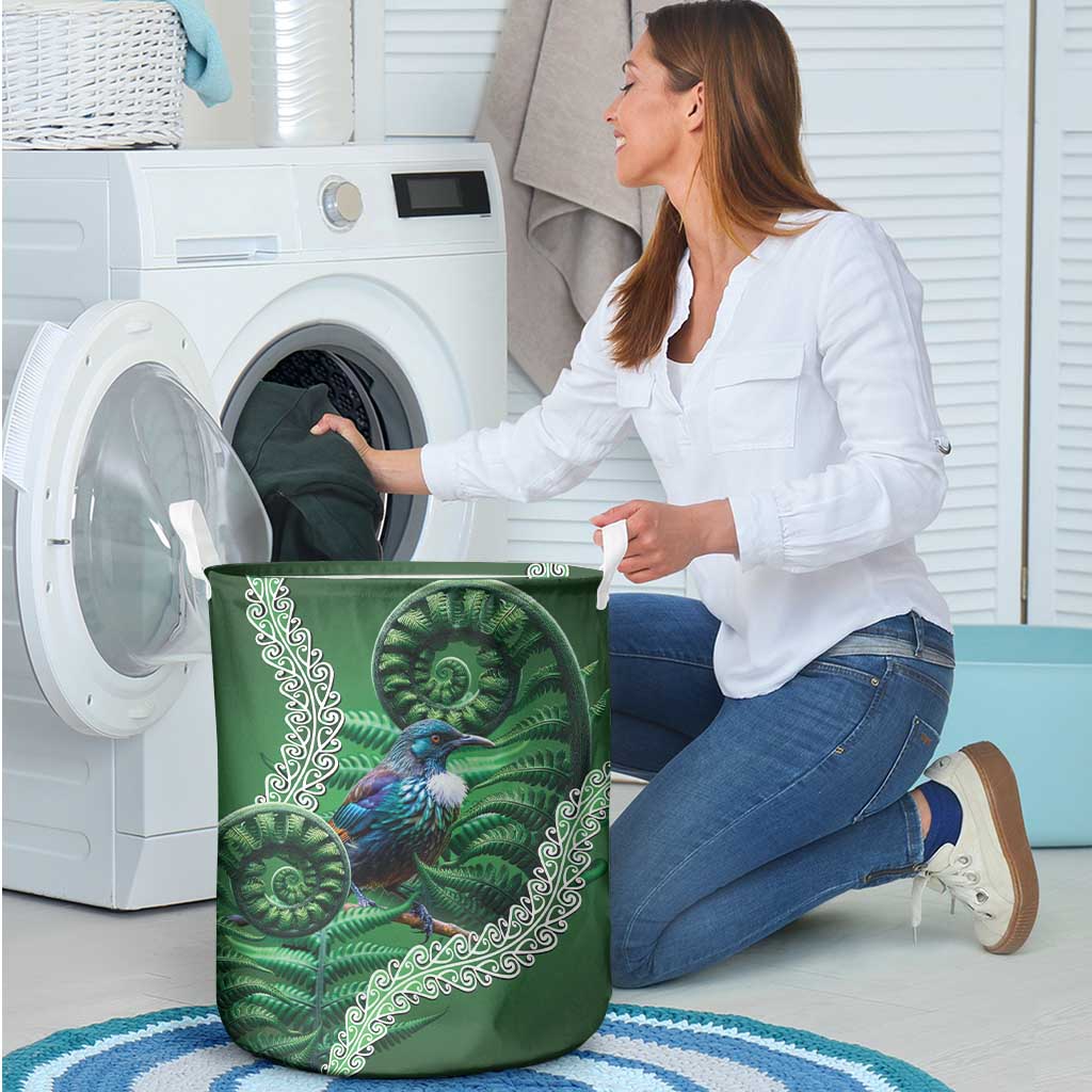 Tui Bird Koru Silver Fern Aotearoa Laundry Basket